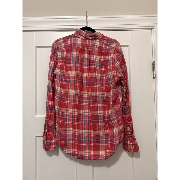 Vineyard Vines Slim Fit Whale Shirt Men's Medium Pink Linen Plaid Murray Style - Picture 4 of 4